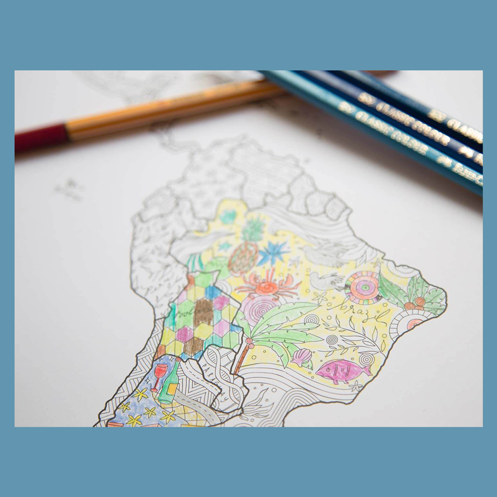 Colouring World Map Poster – The Little Owl