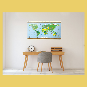 Kids World Map with 140 Reusable Stickers