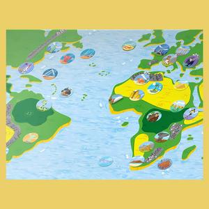 Kids World Map with 140 Reusable Stickers